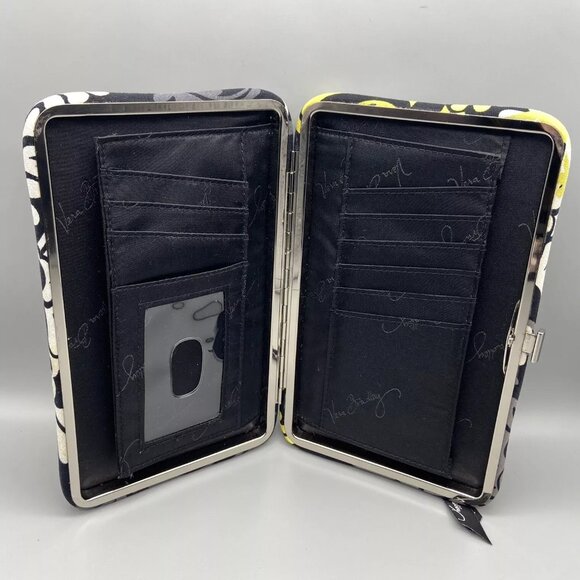 NWT Vera Bradley Baroque Black Gray White Yellow Hard Shell Wallet Coin Purse ID - Picture 8 of 9